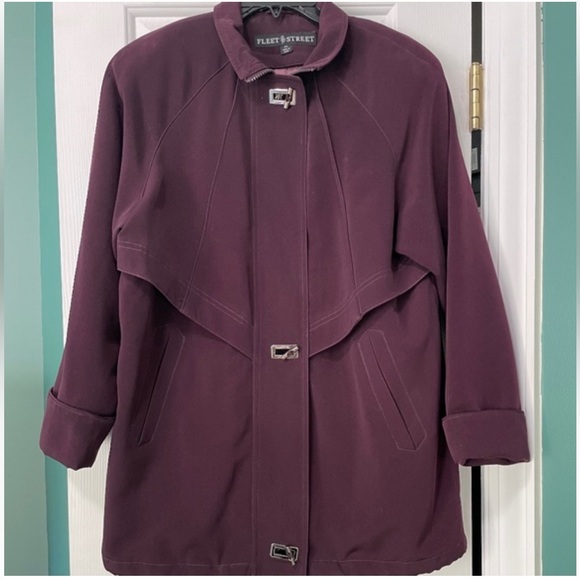 FLEET STREET Brown Full Zip Toggle Button Raincoat Jacket Size PM - Picture 7 of 16